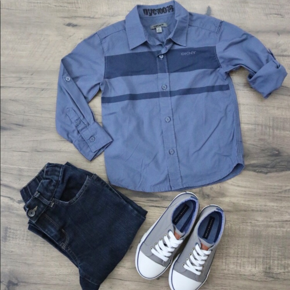 NEW DKNY Boys 4T button down shirt long sleeve
